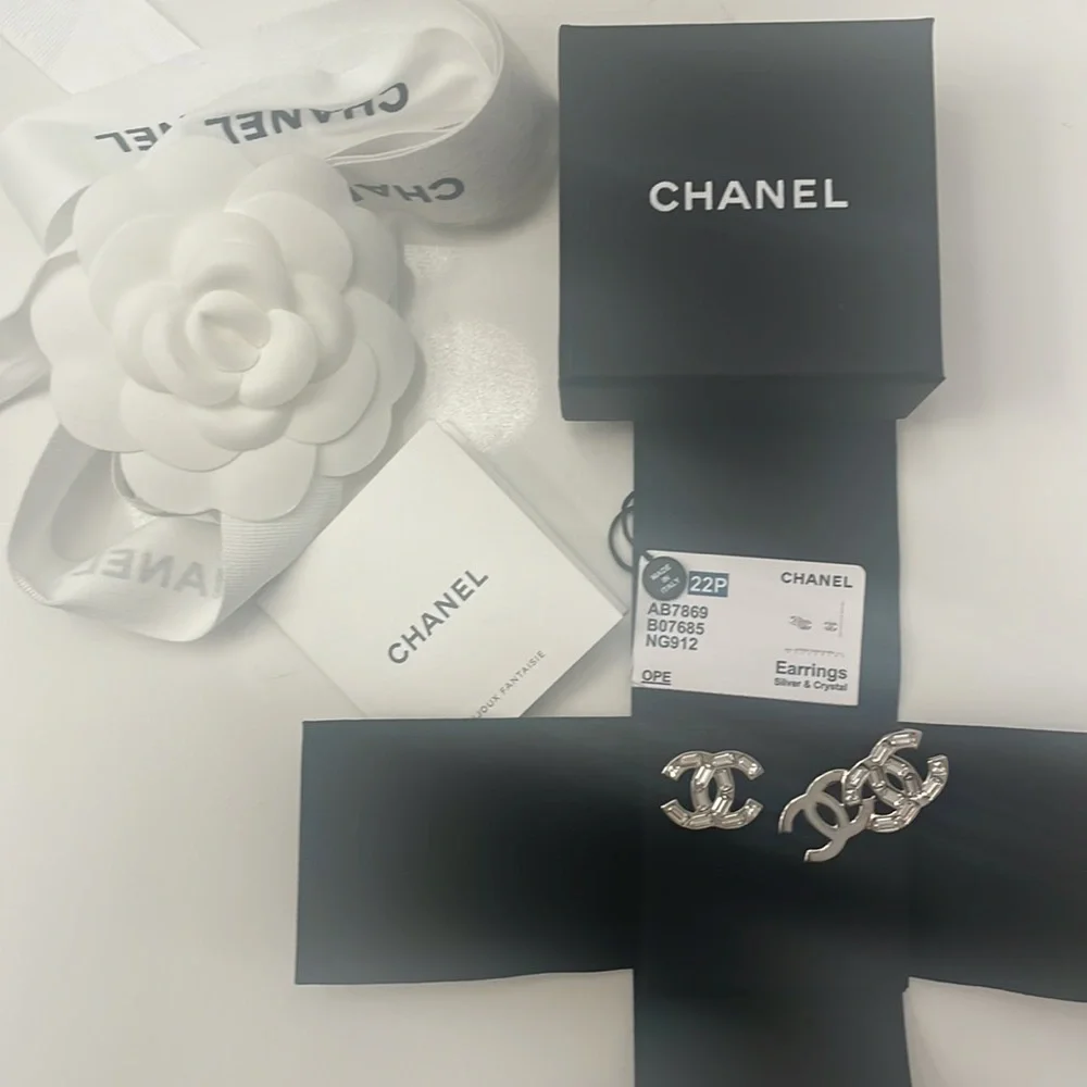 Chanel CC earings metal and strass with collateral costume 22P